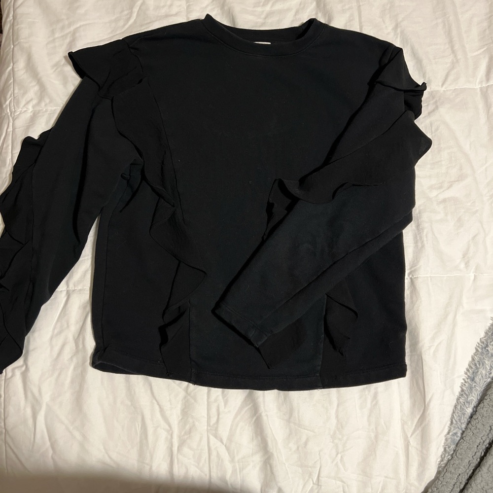 Black ruffle sweater, size XS